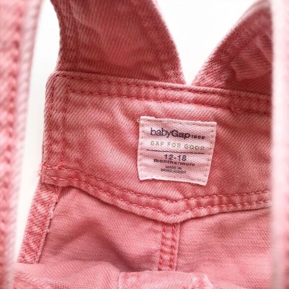 Babygap pink denim shorts overalls EUC 12-18 month - Picture 3 of 4